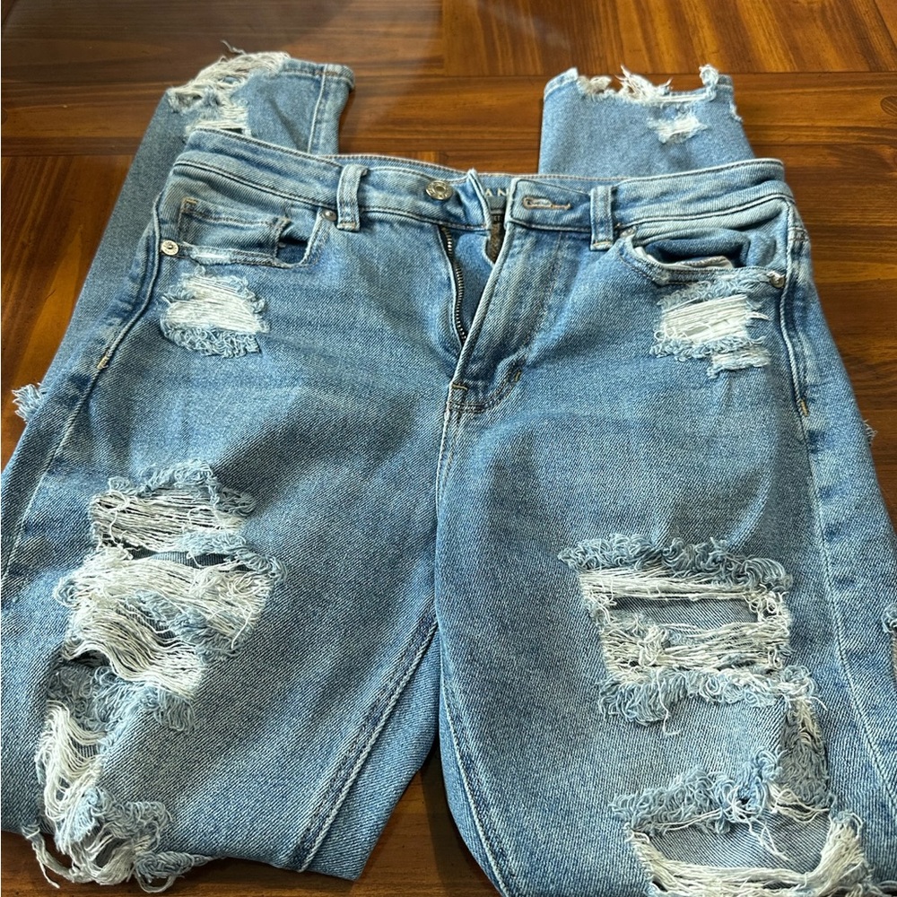 Distressed Blue Jeans